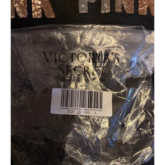 Victoria's Secret "PINK" Yoga Pants; Dark Gray w/Sequin Waistband - NEW! Size Lg - Picture 8 of 9